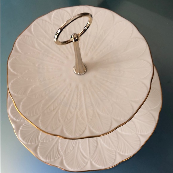 LENOX CHINA TWO TIERED GREENFIELD TERRACE SERVER - Picture 3 of 14